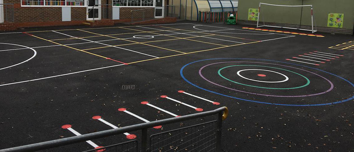 Colourful school playground line painting